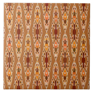 Stammbatik - Rost, Terracotta und Beige Fliese