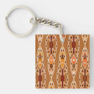 Stammbatik - Rost, Terracotta und Beige Schlüsselanhänger
