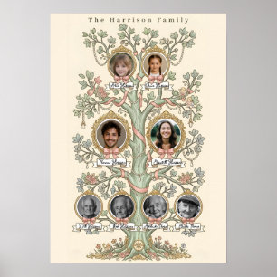 Stammbaum 3-Generation Elegant Vintage Poster
