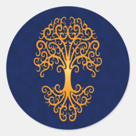 Stammbaum des Lebens Golden Blue Runder Aufkleber