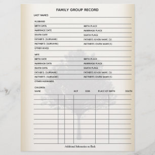 Stammbaum-Genealogie-Gruppenblatt