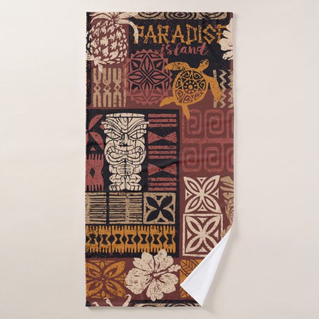 Stammbaum-Patchwork-Abstr. Badehandtuch (Badehandtuch)