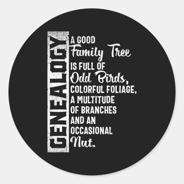 Stammbaumgenealogie für Genealoge Runder Aufkleber (Vorderseite)