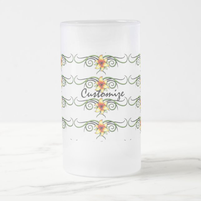 Stammegelbe Blumen Mattglas Bierglas (Mittel)