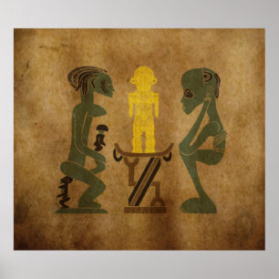 Stammekrieger rituelle Szene Rock Carving Poster