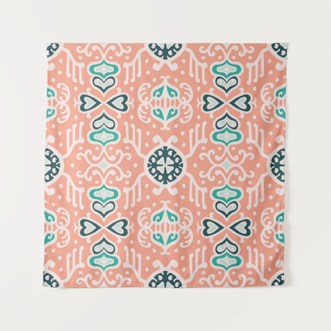 Stammes Afrikanisches, Nahtloses Azteken-Muster. Wandteppich (Vorderseite)