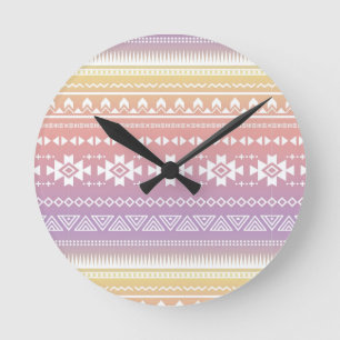 Stammes- Aztec-Ombre-Muster Runde Wanduhr