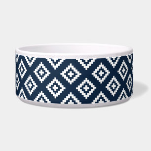 Stammes, Azteken, Navy Blue und White Dog Napf