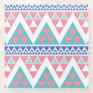 Stammes- aztekisches buntes Muster Glasuntersetzer