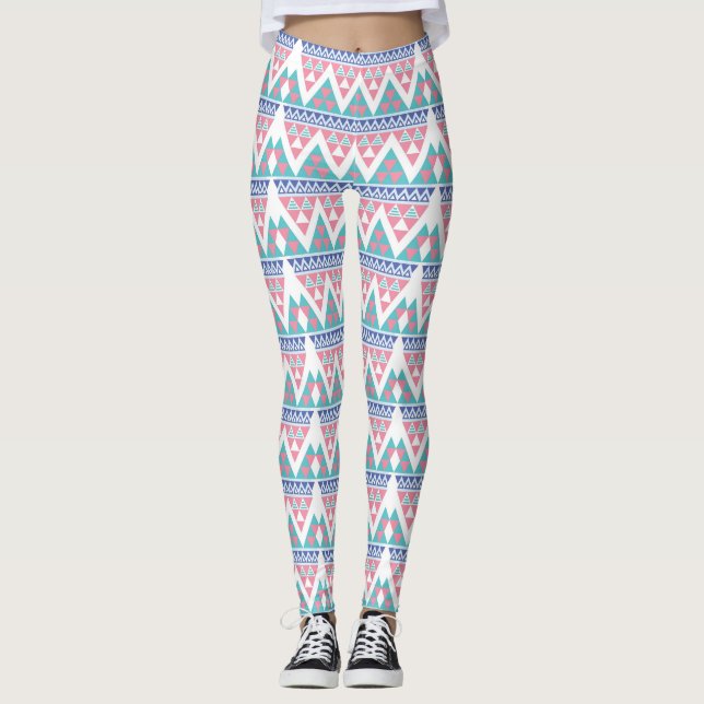 Stammes- aztekisches buntes Muster Leggings (Vorderseite)