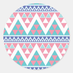 Stammes- aztekisches buntes Muster Runder Aufkleber