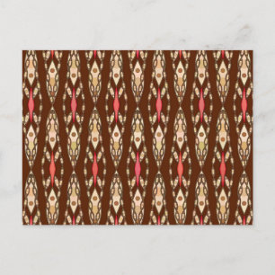 Stammes-Batik - Braun, Beige und Korallenrot Postkarte