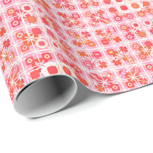 Stammes-Batik - erdbeerrosa und rot Geschenkpapier