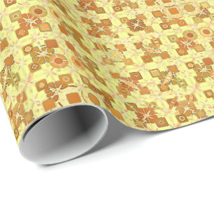 Stammes-Batik - goldgelb, braun und beige Geschenkpapier