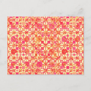 Stammes-Batik - orange, korallenrosa und fuchsia Postkarte