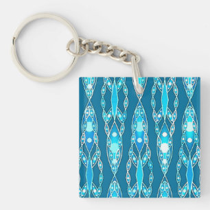 Stammes-Batik - Ozeanblau und Aquablau Schlüsselanhänger
