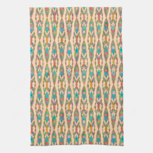 Stammes-Batik - Pfirsichrosa und Türkis Küchentuch