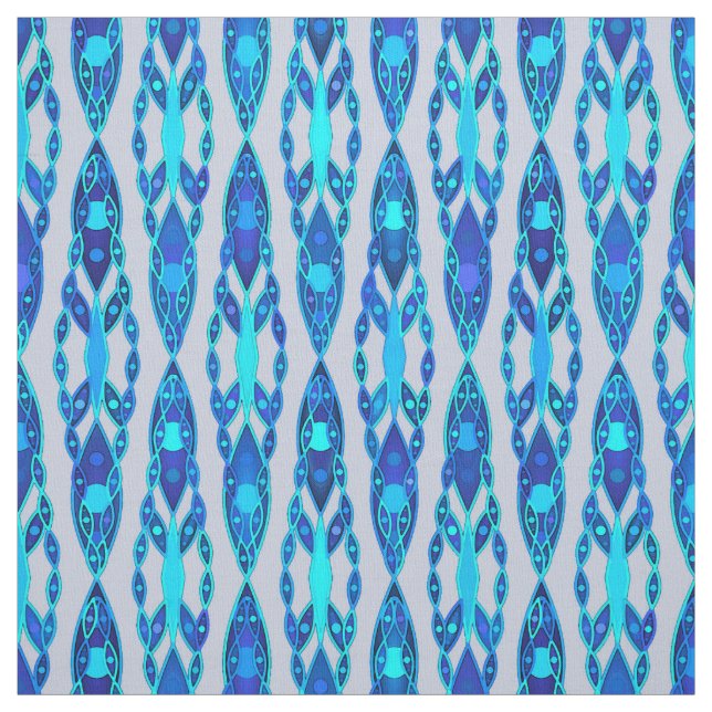 Stammes- Batik - Saphir-blaues und silbernes Grau Stoff (Muster)