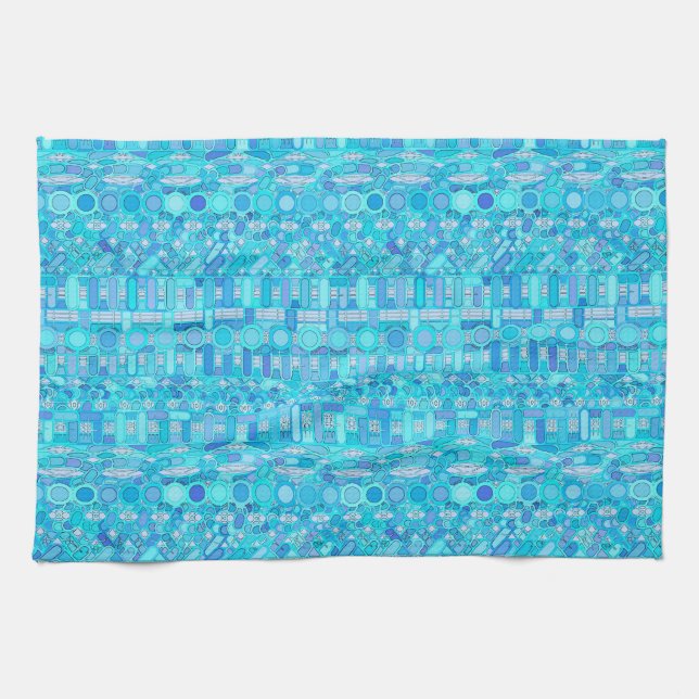 Stammes- Batik - Schatten des Blaus Handtuch (Horizontal)