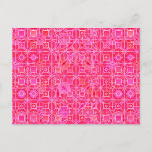 Stammes-Batik - Schattierungen von Fuchsia-Rosa Postkarte
