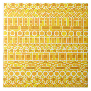 Stammes-Batik - Senfgold und Orange Fliese