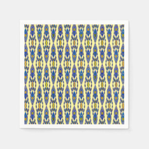 Stammes- Batik - Stahlblau, Grau und Gelb Serviette