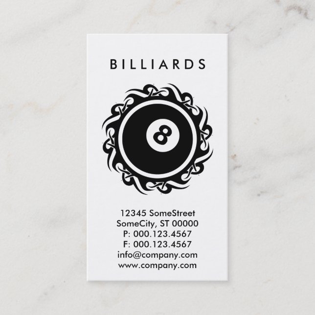 Stammes-BILLIARDS Visitenkarte (Vorderseite)