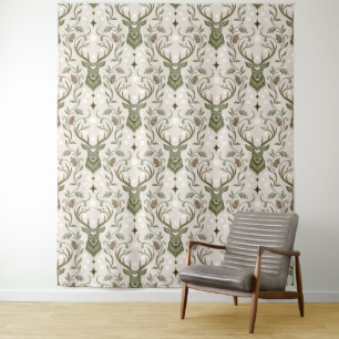 Stammes Boho Hirsch, Träumend von Hirschen Wandteppich