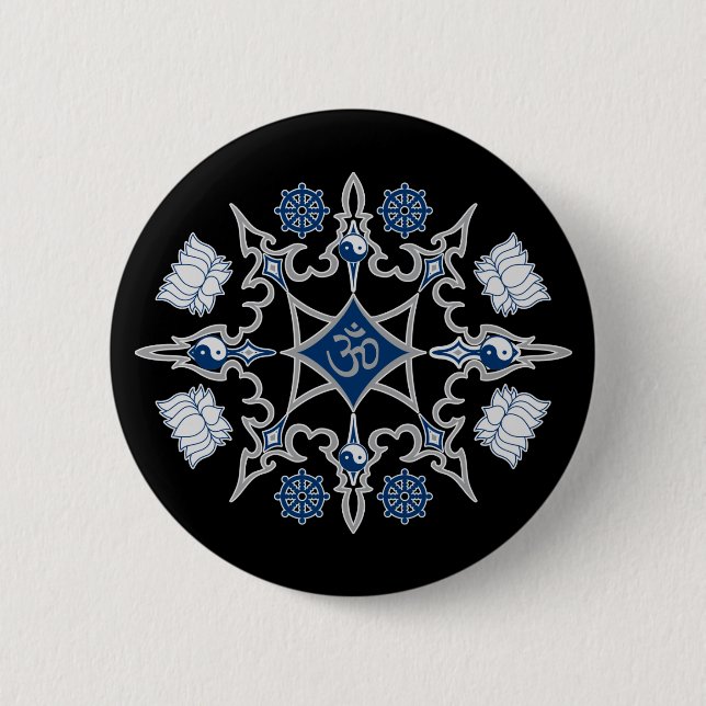 Stammes- buddhistische Symbole Button (Vorderseite)