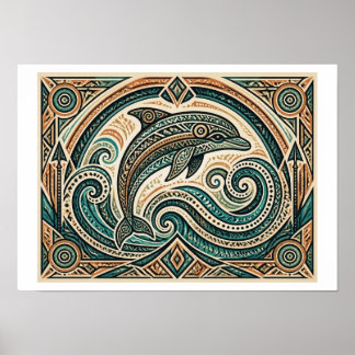 Stammes-Delfin-Kunst Poster