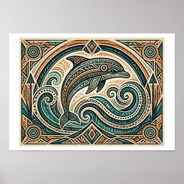 Stammes-Delfin-Kunst Poster (Vorne)