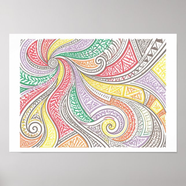 Stammes-Doodle-Kunst Poster (Vorne)