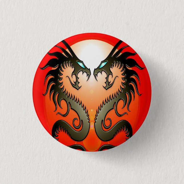 Stammes- Doppeldrachen Button (Vorderseite)