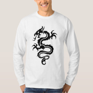 Stammes- Drache-langer Hülsen-Weiß-T - Shirt