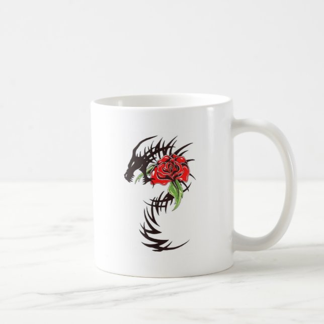 Stammes- Drache mit Rose Kaffeetasse (Rechts)