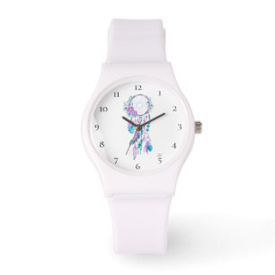 *~* Stammes- Dreamcatcher Boho Blumen-Perlen-Feder Armbanduhr
