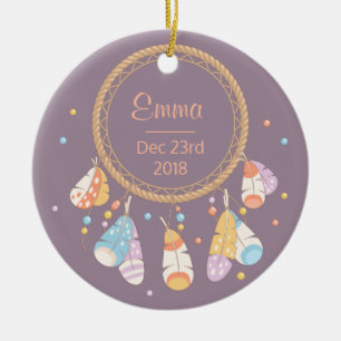 Stammes- Dreamcatcher Boho neues Baby-Andenken Keramikornament