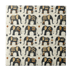 Stammes-Elefanten-Boho-Muster (2) Fliese