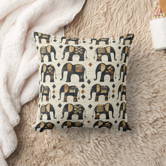 Stammes-Elefanten-Boho-Muster (2) Kissen (Decke)