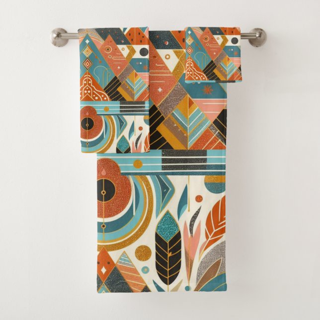 Stammes ethnisches afrikanisches Muster Erde Multi Badhandtuch Set (Insitu)