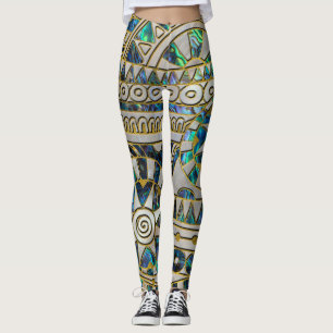Stammes- ethnisches Muster-Gold auf Ohrschnecke Leggings