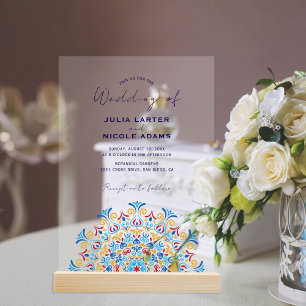 Stammes-Folk-Country-Kultur-Wappen-Mandala-Hochzei Acryleinladungen