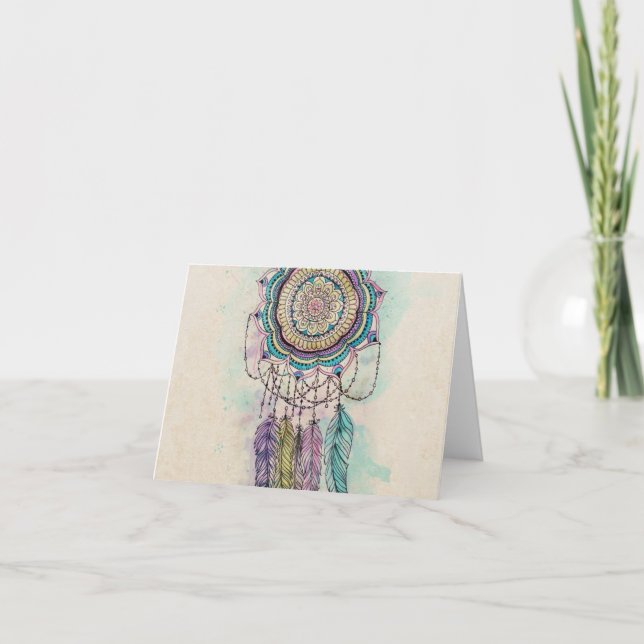 Stammes- Handfarbe dreamcatcher Mandalaentwurf Karte (Vorderseite)
