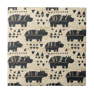 Stammes-Hippopotam-Safari-Muster Fliese