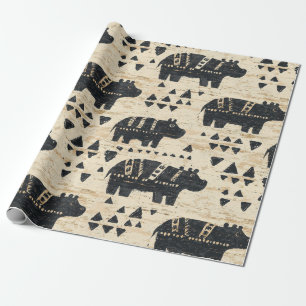 Stammes-Hippopotam-Safari-Muster Geschenkpapier