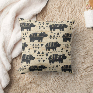Stammes-Hippopotam-Safari-Muster Kissen