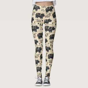 Stammes-Hippopotam-Safari-Muster Leggings