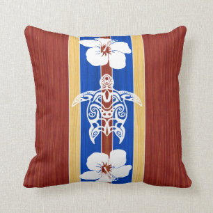 Stammes- Honu Fake-Holz-Surfbrett Kissen