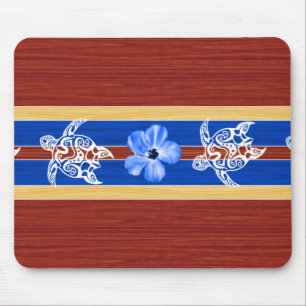 Stammes- Honu Fake-Holz-Surfbrett Mousepad