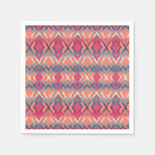 Stammes- Ikat Diamant-Muster rosa blaue Serviette